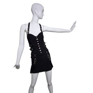 Y2K Vintage Lip Service Whimsigoth Womens Size S Punk Rock Gothy Emo Strap Dress
